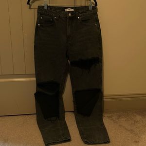 Adika black straight leg ripped jeans
